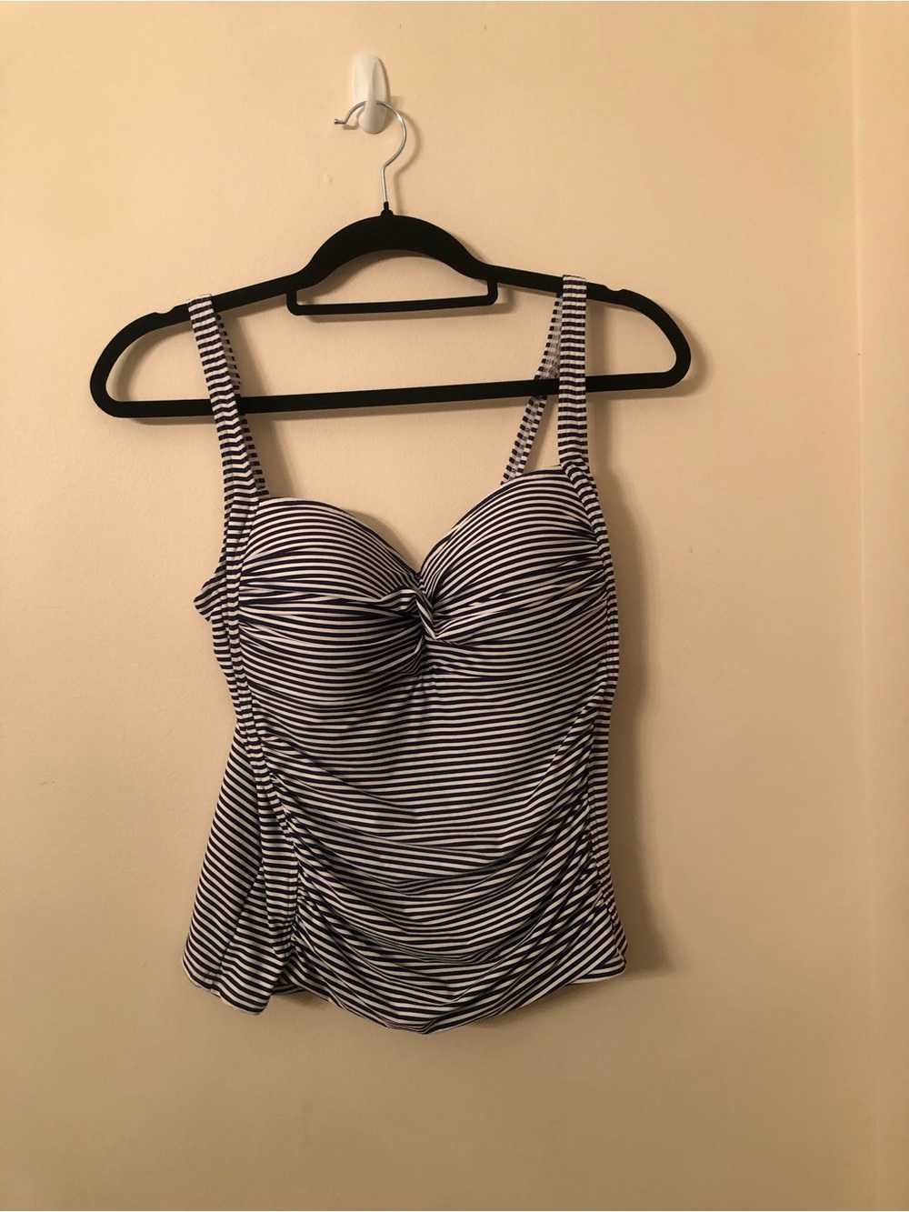 Bond-Eye Australia Navy White Marinere French Stripe Ruched Tankini Top Underwir